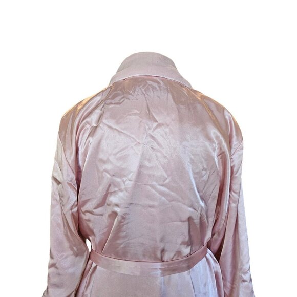 Vintage‎ 90s Light Pink Satin Long Robe Fleece Lined Womens M/L Ankle Length - Picture 7 of 12